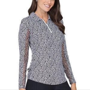 Ibkul Long Sleeve Zip Mock Neck 1/4 Sweatshirt Golf Athleisure Tennis XS NWT